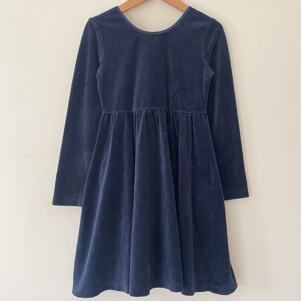 HANNA ANDERSSON VGUC Navy Velour Long Sleeve Skater Dress
